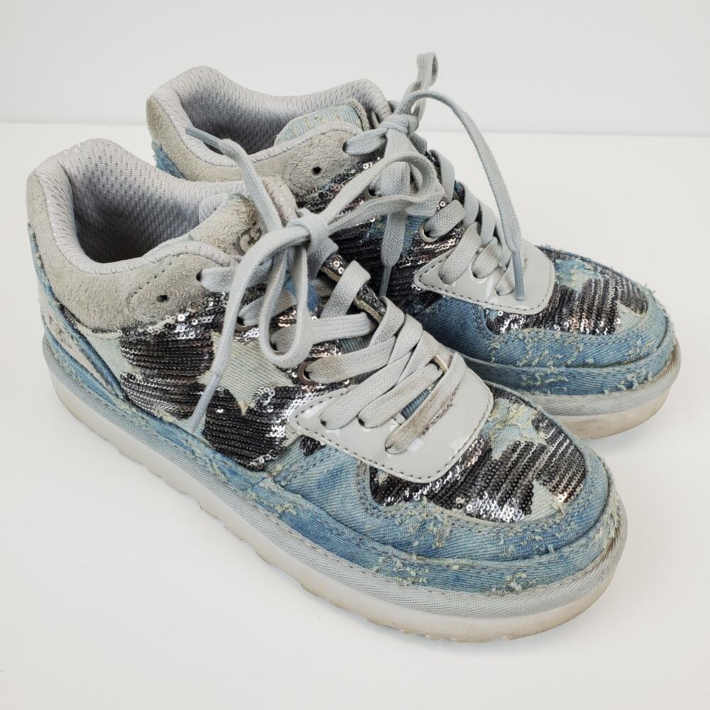 UGGS Shoes Womens Size 7 Highland Sneakers Distressed‎ High Top Lace Up Sequin